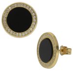 PENDIENTES ORO 18KL ONIX Y CIRCONITAS - 12MM