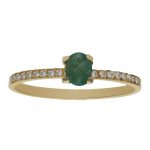 SORTIJA ORO 18KL ESMERALDA FINA Y CIRCONITAS