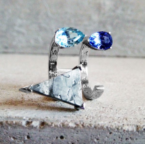 triangle drops with aquamarine