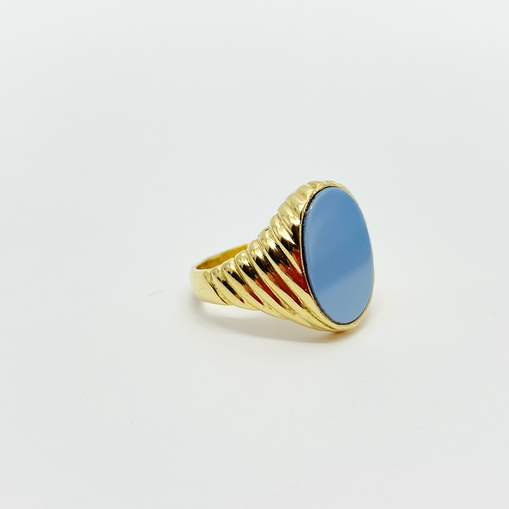 18 quilates Oro, Oro amarillo – Anillo – Ágata