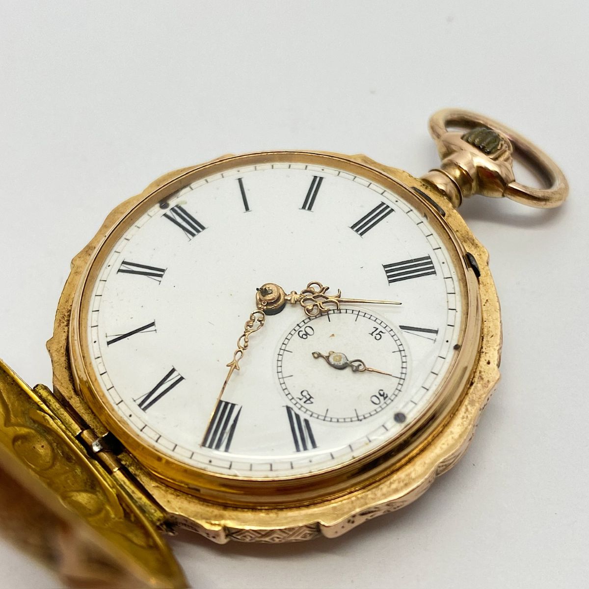Reloj de bolsillo suizo del siglo XIX en oro rosa de 18 quilates